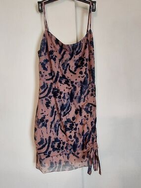 CBR Large Women’s Orange Printed Dress with Navy Abstract Pattern
